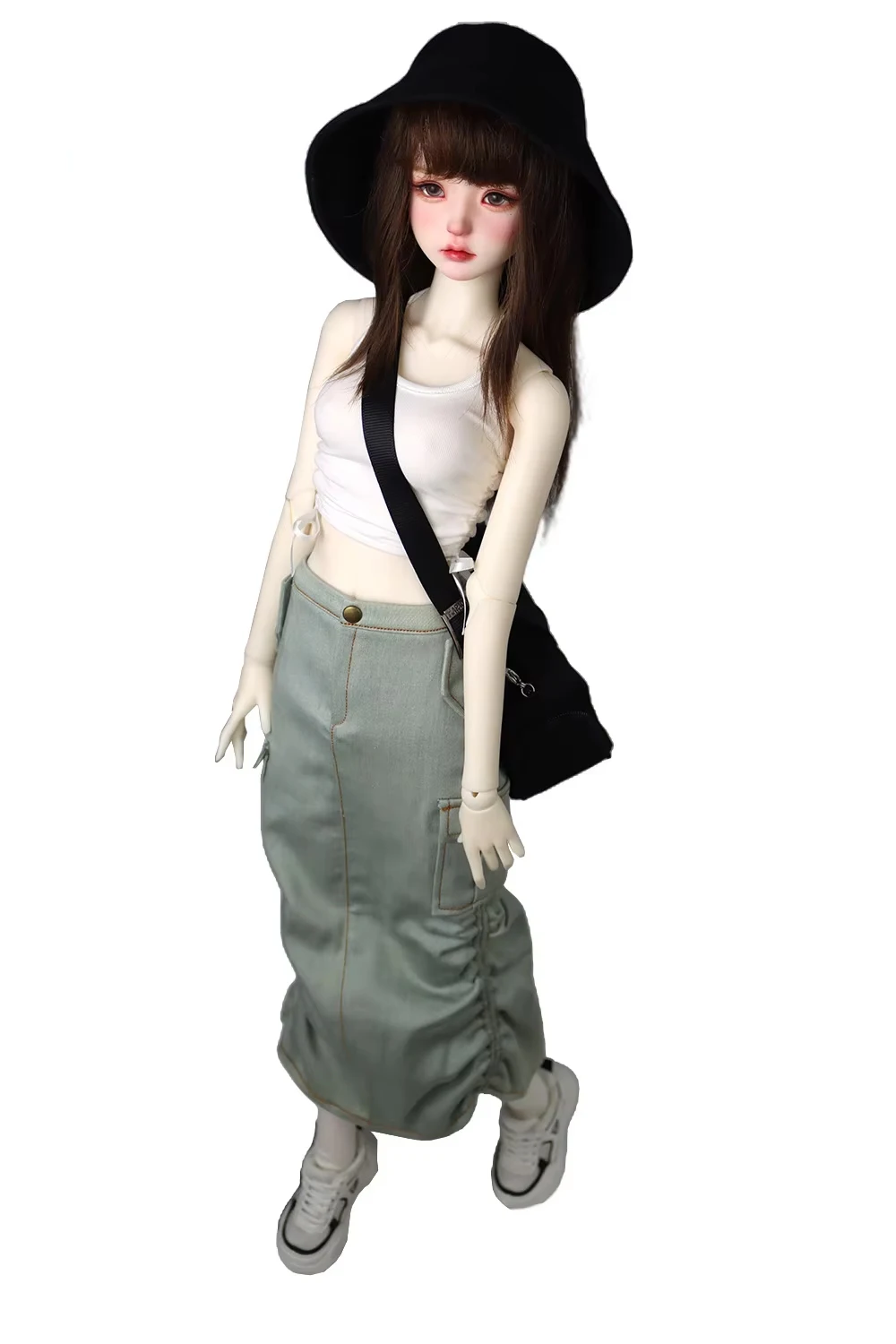 Fits 43-60cm 1/3 1/4 BJD Doll Clothes DD SD MSD Doll Fashionable Drawstring Denim Skirts, Camisoles
