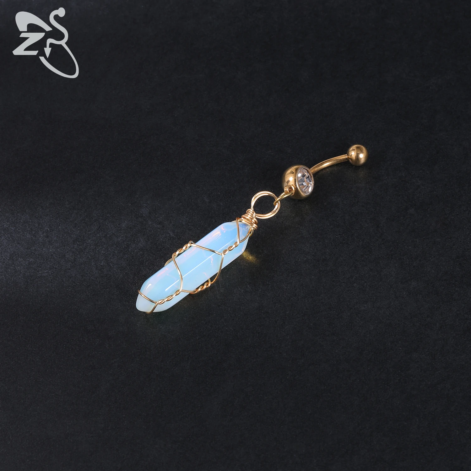ZS 1 PC Gold Color 14G Stainless Steel Belly Ring Snake Heart Shiny CZ Crystal Navel Belly Button Rings Butterfly Navel Piercing