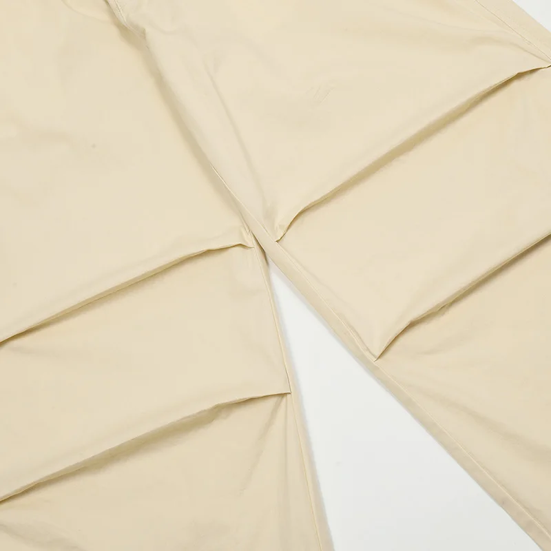 UPRAKF Straight-leg Trousers Comfort Casual Autumn Pantalones Solid Color Safari Style Pleated Loose Wide Leg