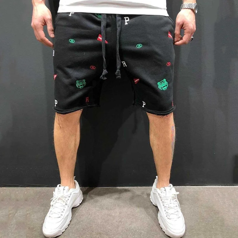 Pantalones cortos de marca para hombre, Shorts con bordado de moda, para Fitness, deporte al aire libre, informal, Hip Hop