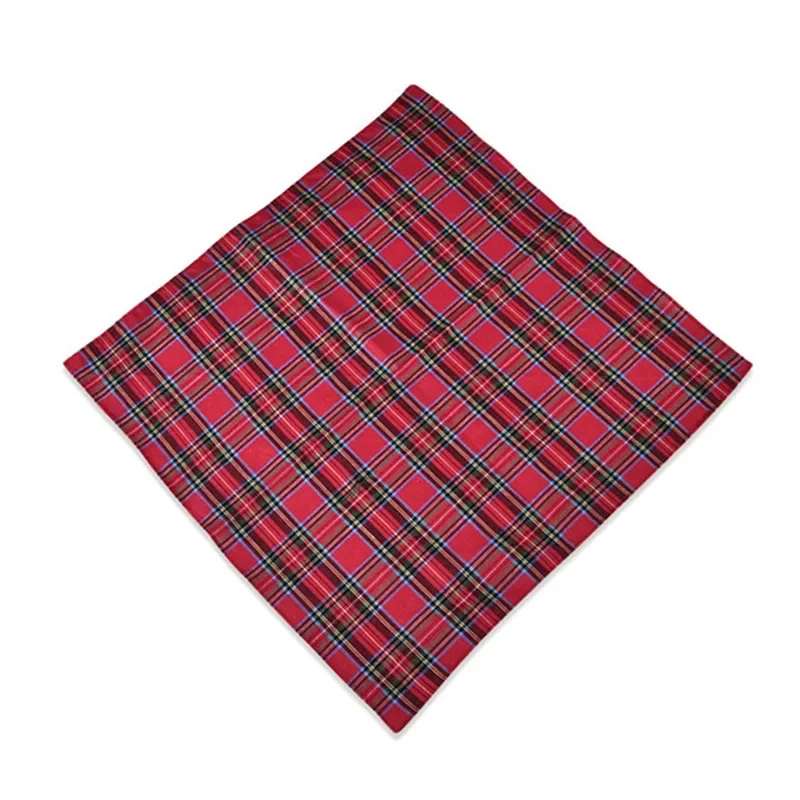 5Pcs 40x40cm Square 100% Cotton Plaid Stripe Handkerchiefs Men Classic Vintage Pocket Towels Wedding Party Gift