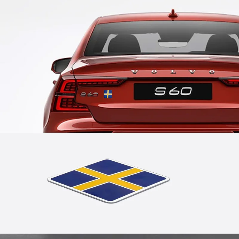 Car Front Grill Hood Trunk Emblem Logo Decor Sticker Metal Car Tuning For Volvo XC80 XC90 V60 V70 V90 S70 S80 S90 Swedish Flag