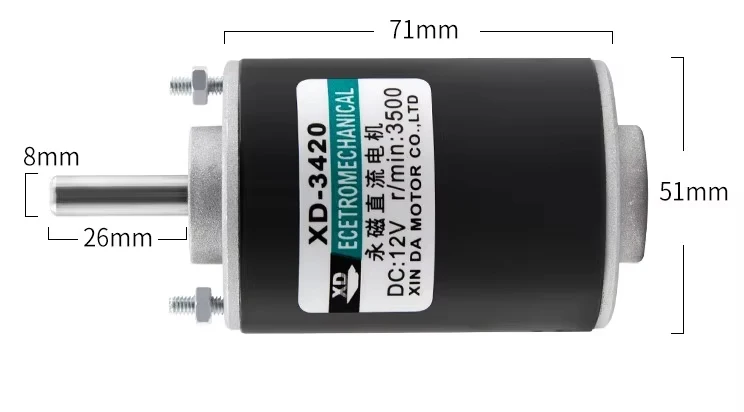 DC 12V 3500rpm 24V 7000rpm High Speed 3420 DC 30W Miniature Adjustable Speed Motor Can CW CCW