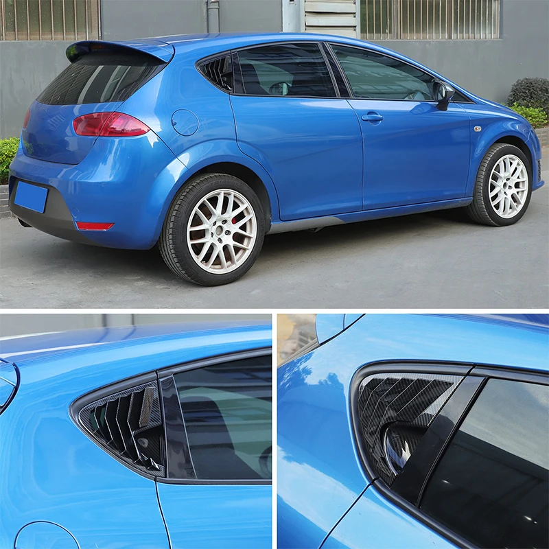 

For Seat Leon MK2 2008-2012 ABS Plastic Carbon Fiber Rear Triangle Window Spoiler Louver Shutter Cover Car Accessories 2 Pcs