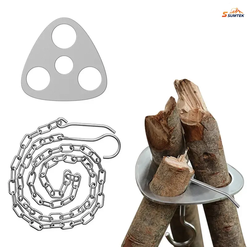 

Stainless Steel Portable Camping Tripod Hanger Adjustable Chain,Outdoor Campfire Cooking Stand with Hook,Chain for Picnic BBQ