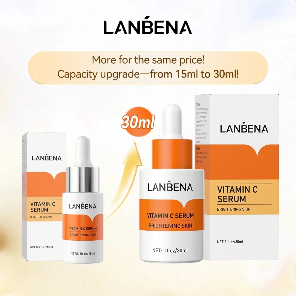 

LANBENA Осветляющая сыворотка для лица с витамином С, питательная и увлажняющая, улучшающая тусклую кожу, сыворотка для лица с выцветающими пятнами, 30 мл