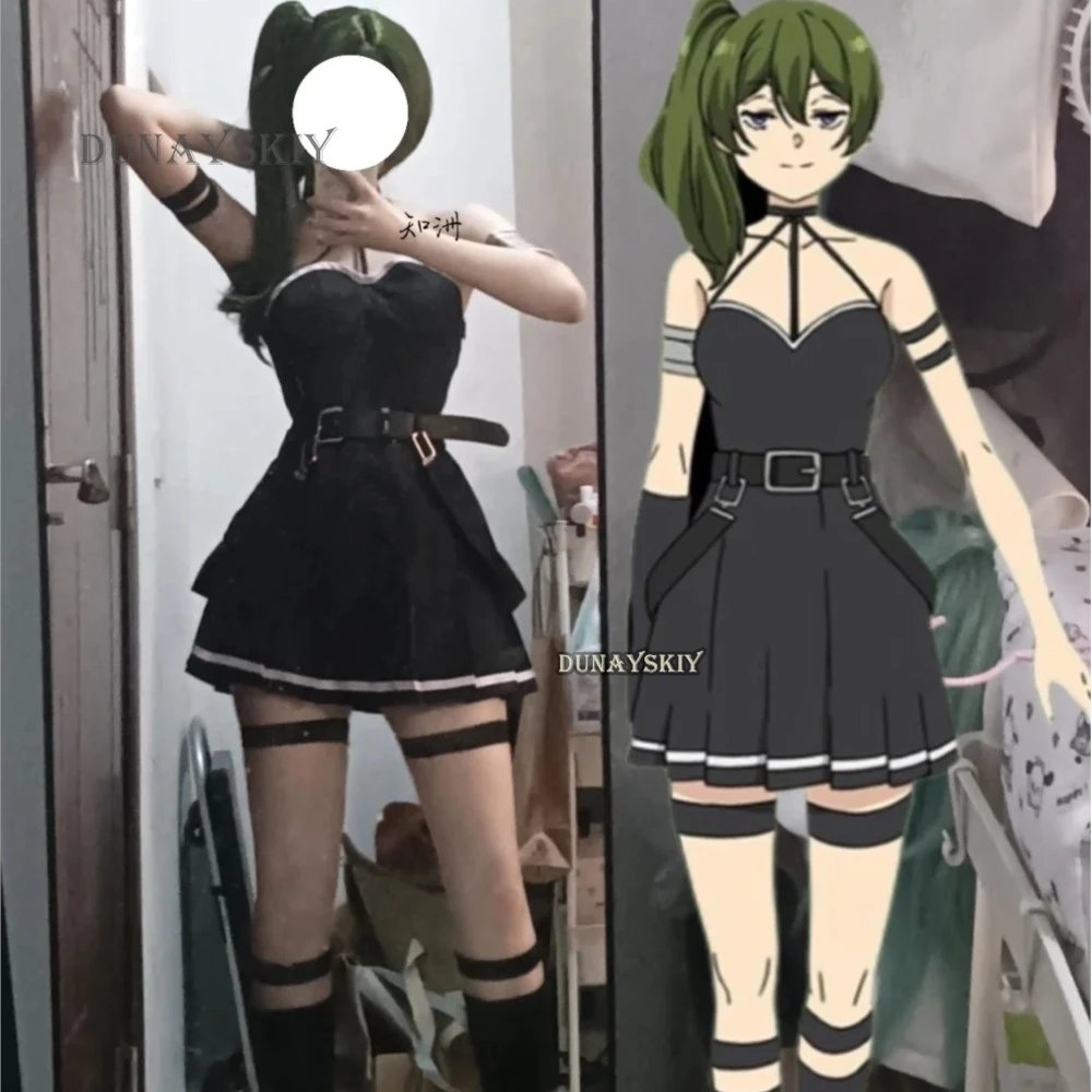 Ubel-女性用コスプレウィッグ,かわいいダークグリーンの髪,無料,45cm