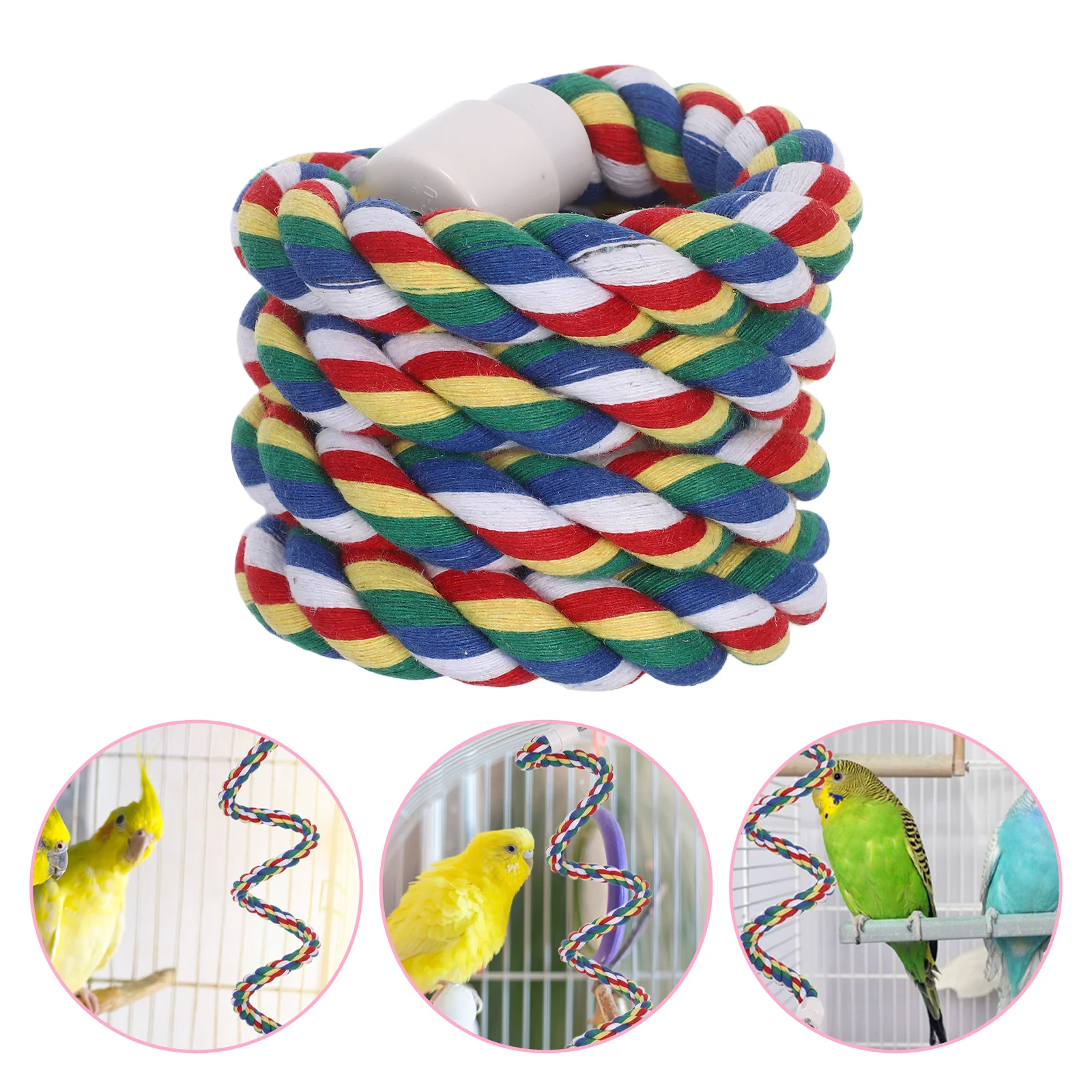 

Cotton Rope Spiral Bird Perch Parrot Stand Swing Climbing Foraging Accessory Parrot Cotton Rope Perch Bird Stand