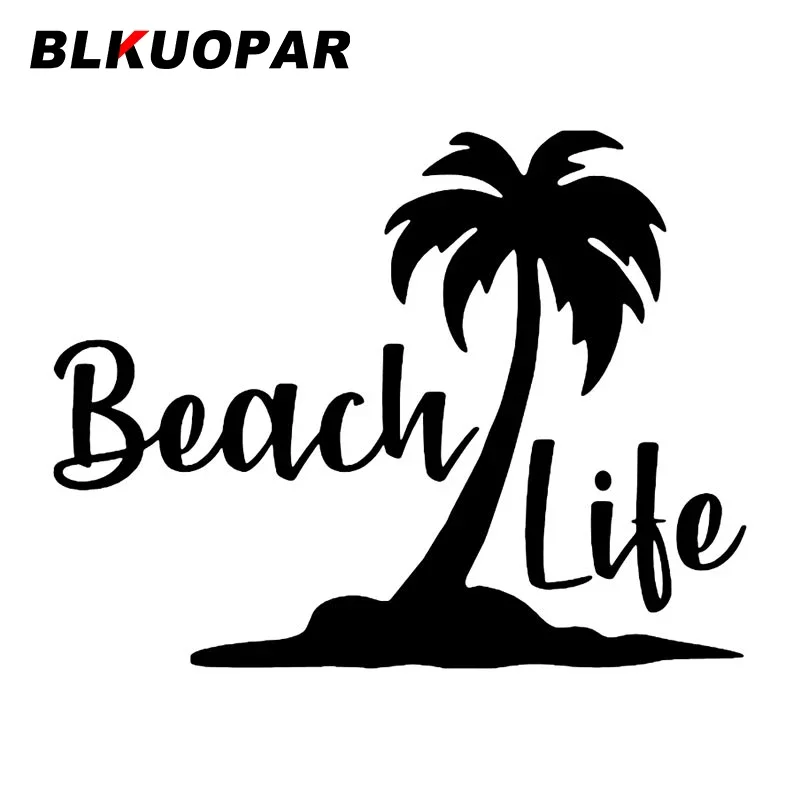 

BLKUOPAR Beach Life Palm Tree Car Sticker Sunscreen Fashionable Funny Decals Scratch-proof RV Motorcycle Car Door Protector