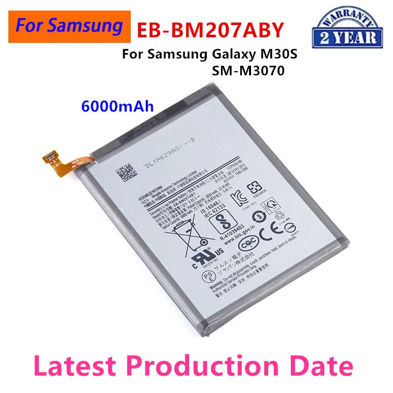 Brand New EB-BM207ABY Replacement 6000mAh Battery For Samsung Galaxy M30s SM-M3070 Mobile Phone Batteries