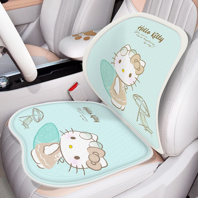 

Sanriou Car Waist Pad Cushion Seats Decorate Prevent Fatigue Ice Silk Breathable Lumbar Support Hello Kitty Car Accessories Gift