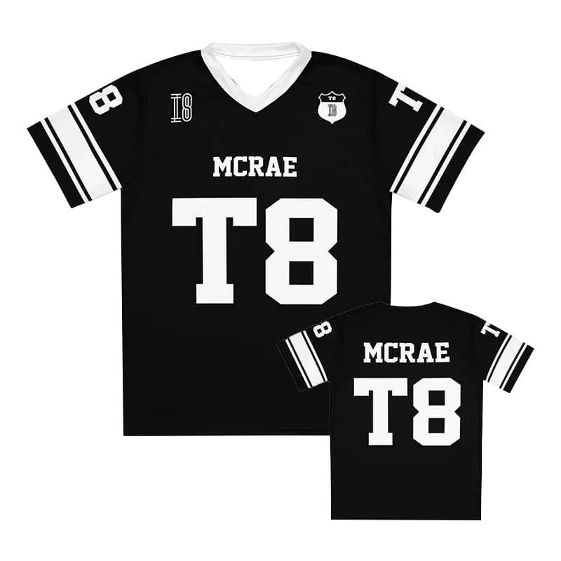 

Tate Mcrae Football Jersey Men and Women Racing Shirt V-neck Loose Oversized Breathable Motorcycle Riding Short Sleeve T-shirt