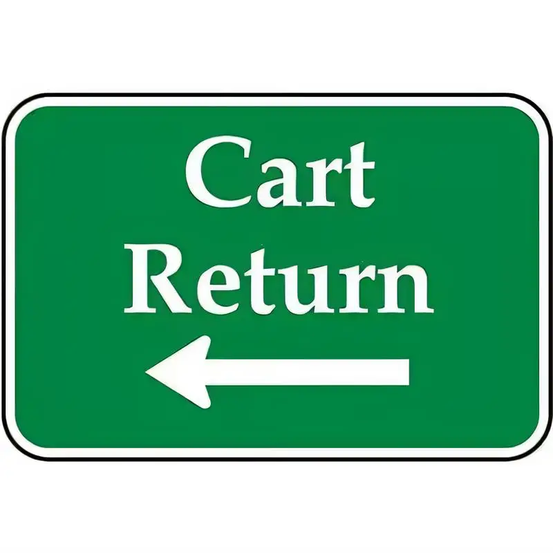 2D Flat Green Metal Cart Return Sign (Left Arrow) - Iron Material Practical Directional Sign for Supermarkets, Stores, Parking L