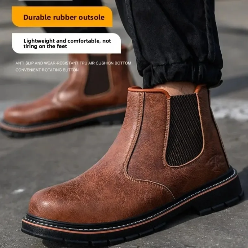 Men's Safety Boots Anti Smash Stab Proof Work Shoes High Quality Waterproof Steel Toe Shoes Wear Resistant Non Slip  Safety Shoe