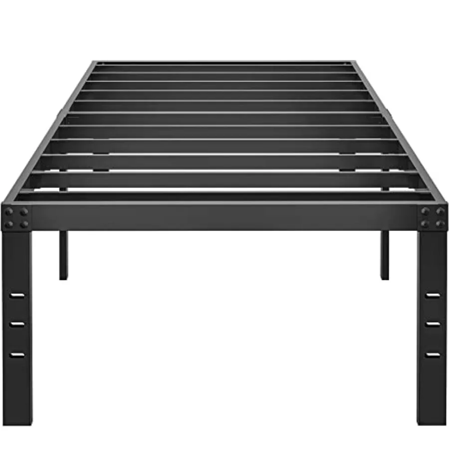 

Metal Bed Frame No Box Spring Needed - Easy Assembly Heavy Duty Noise Free Narrow Bedframes - Single Black Basic Steel Slats Pl