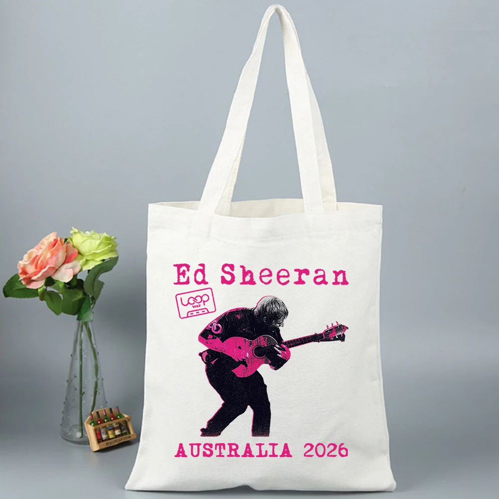 حقيبة تسوق برسومات Ed Sheeran Loop Tour حقيبة تسوق قماشية للمتسوقين Ed Sheeran Tour Merch حقائب كتف