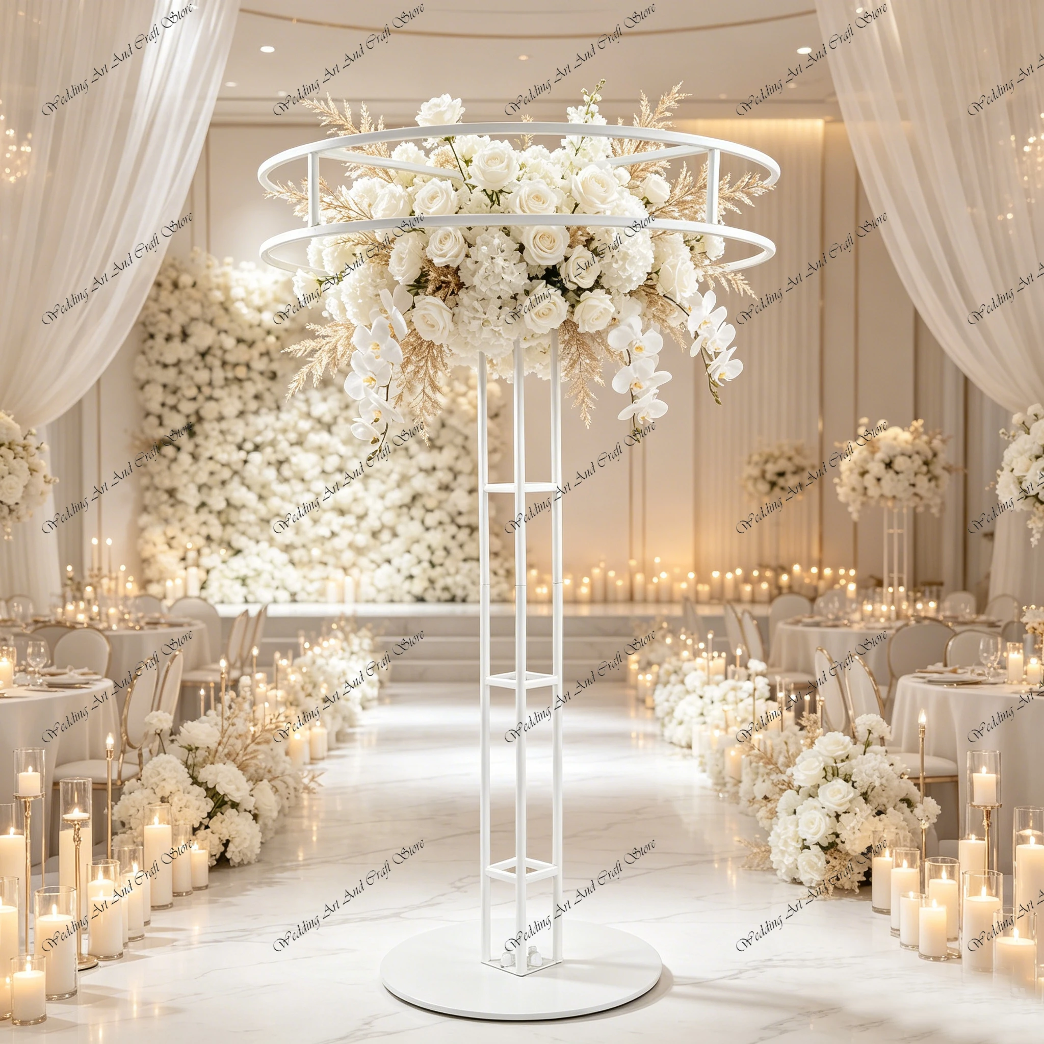 4-10pcs f30 100cm Rectangle Flower Stand Gold Flower Base Metal Vase White Table Centerpiece Backdrops for Wedding Event ivy1184