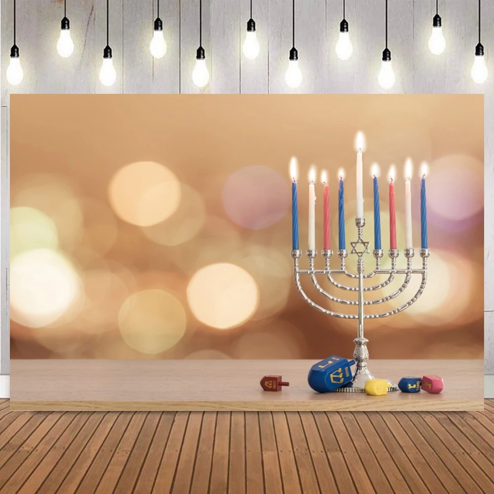 Judaism Happy Hanukkah Photography Backdrop Jewish Jesus Passover Candlestick Party Decor Photographic Background Photo Props