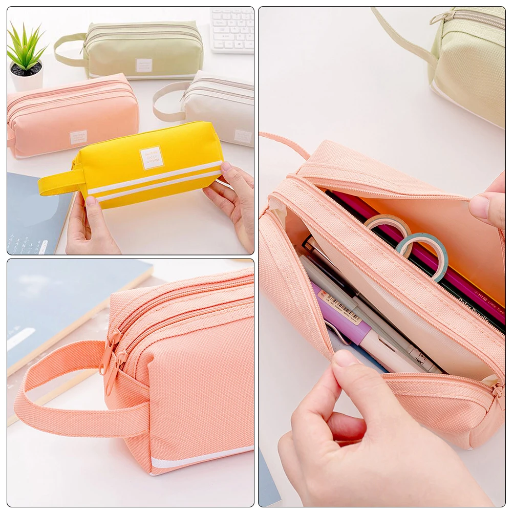 

2pcs Double Creative Pen Pouch Stationery Bag Large Capacity Pen Storage Pouch Creative Pencil Case Practical Gift