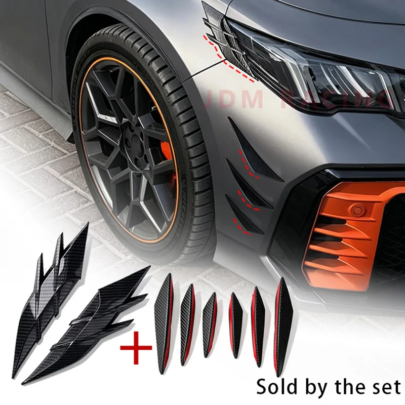 Kit de Décoration Universel pour Voiture : 2 Pièces de Garniture de Phare et 6 Pièces de Canards de Pare-chocs Anti-Collision, Diffuseurs Latéraux de Garde-boue, Autocollants de Décoration Extérieure