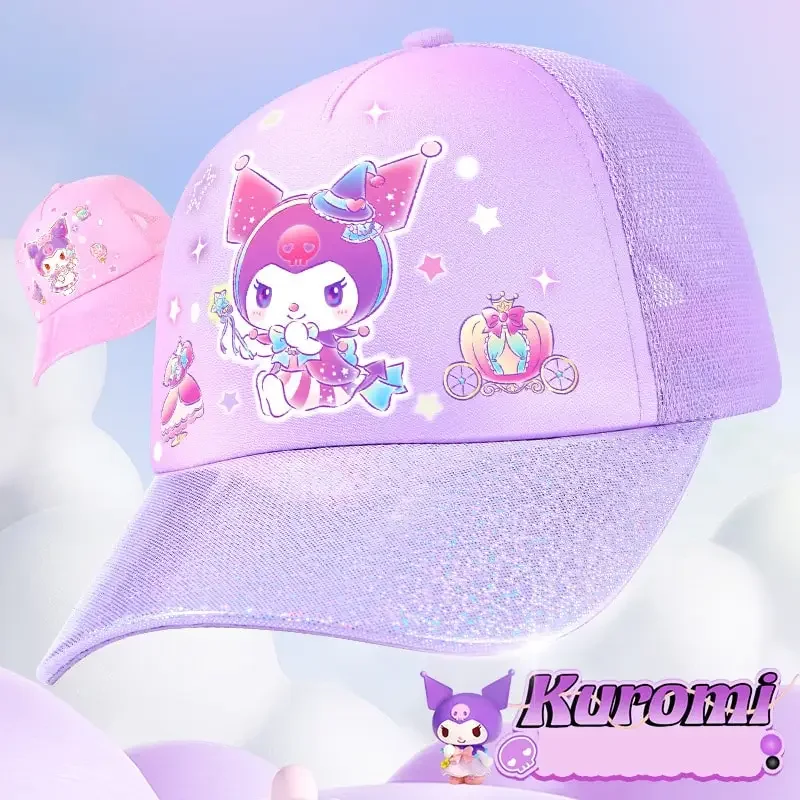 

Sanrioed Anime Kuromi Children Sun Protection Hat Cute Baseball cap Cartoon Breathable Sunhat Summer Camp Gift for Friend