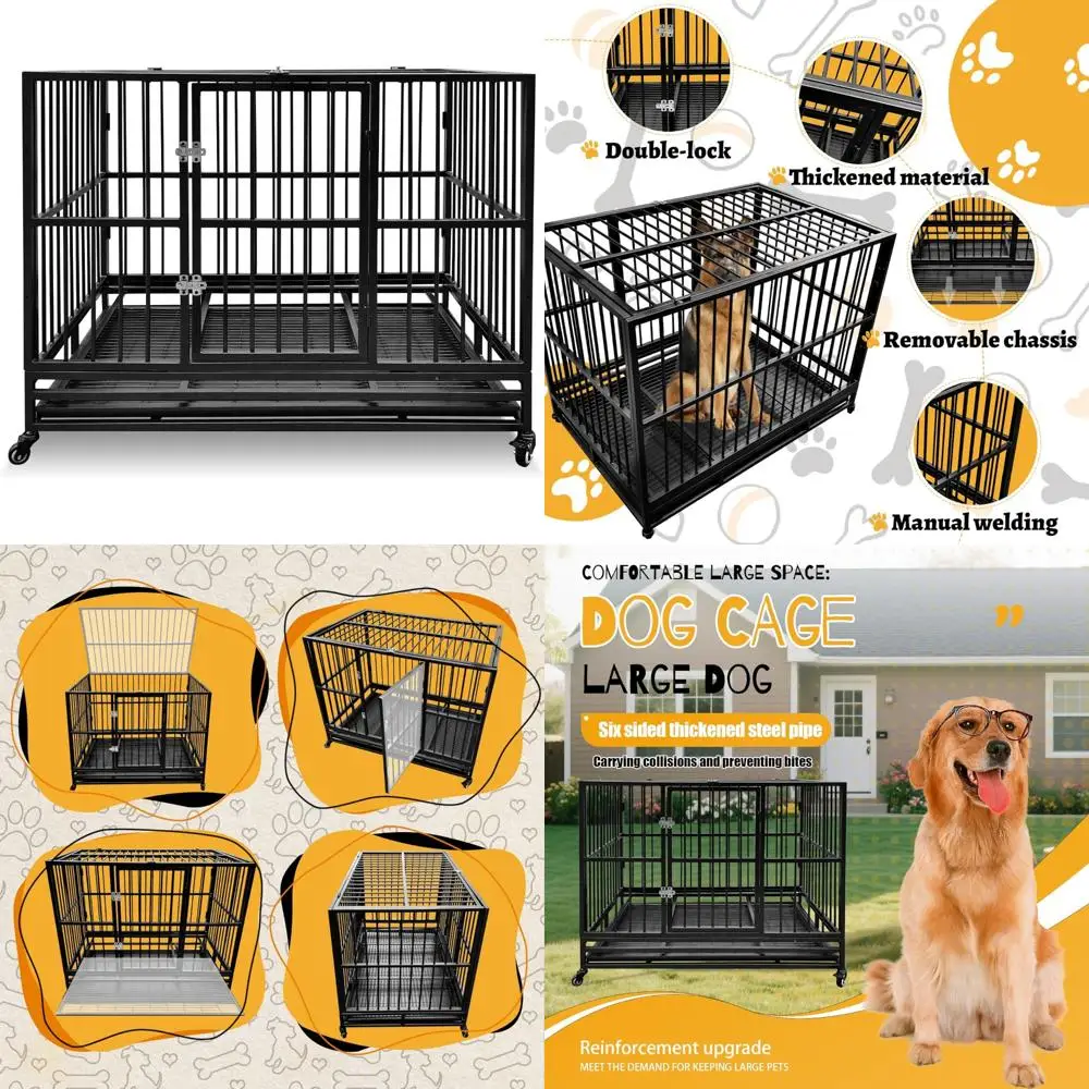 

Сверхмощные большие ящики для собак с запираемыми колесами, съемным подносом и устойчивым к побеге для использования в помещении