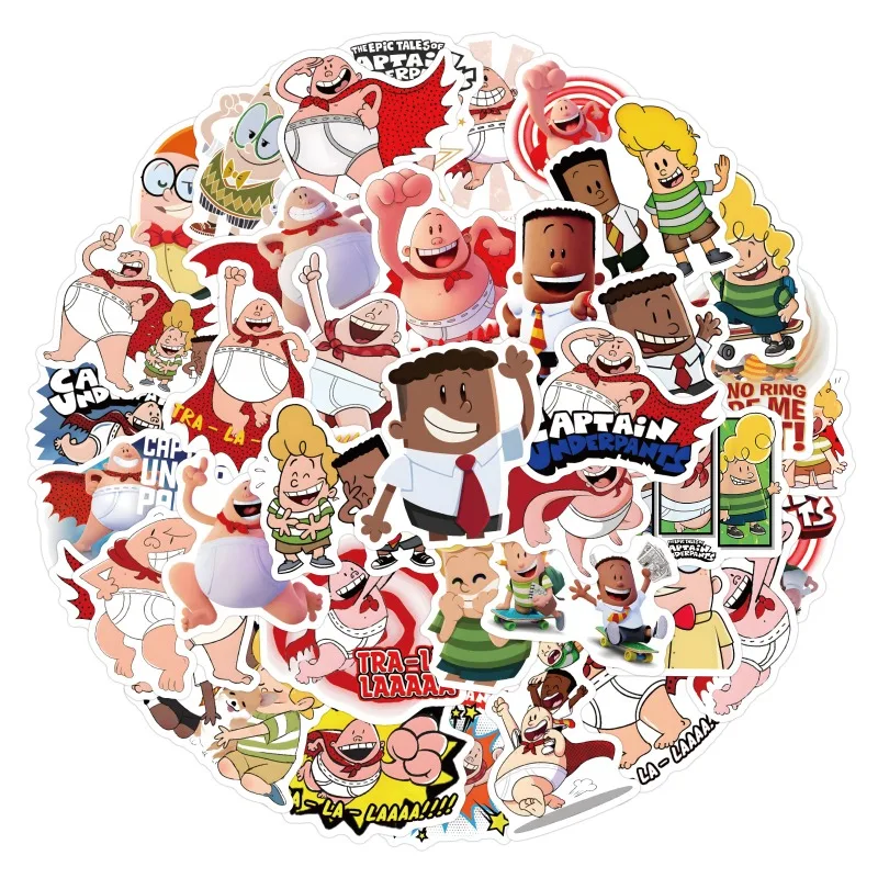 55pcs Captain Underpants Anime Stickers Suitcase Stationery Mobile Phone Car Scooter Laptop Refrigerator Decoration Stickers