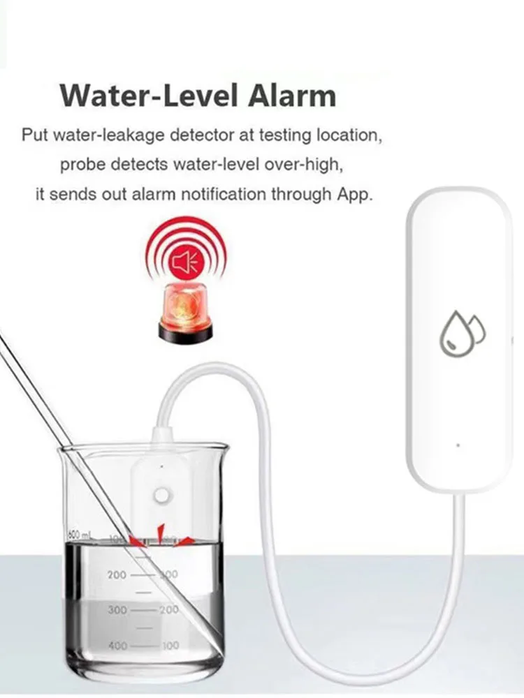 Zigbee Water Leak Sensor Detector With Alarm System Smart Home Automation For Kitchen Bathroom Compatible with Alexa Google Home