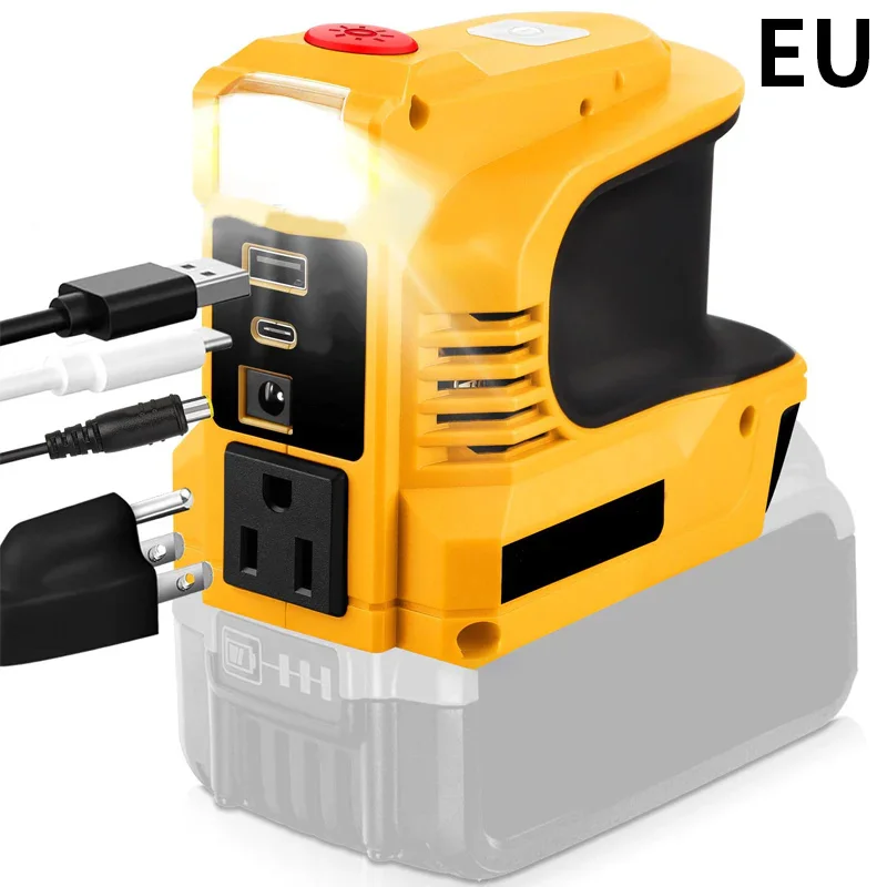 

180W Power Adapter For Makita/Bosch/Dewalt/Milwaukee18V/20V Battery DC 20V to AC 110-120V Power Inverter with LED Light