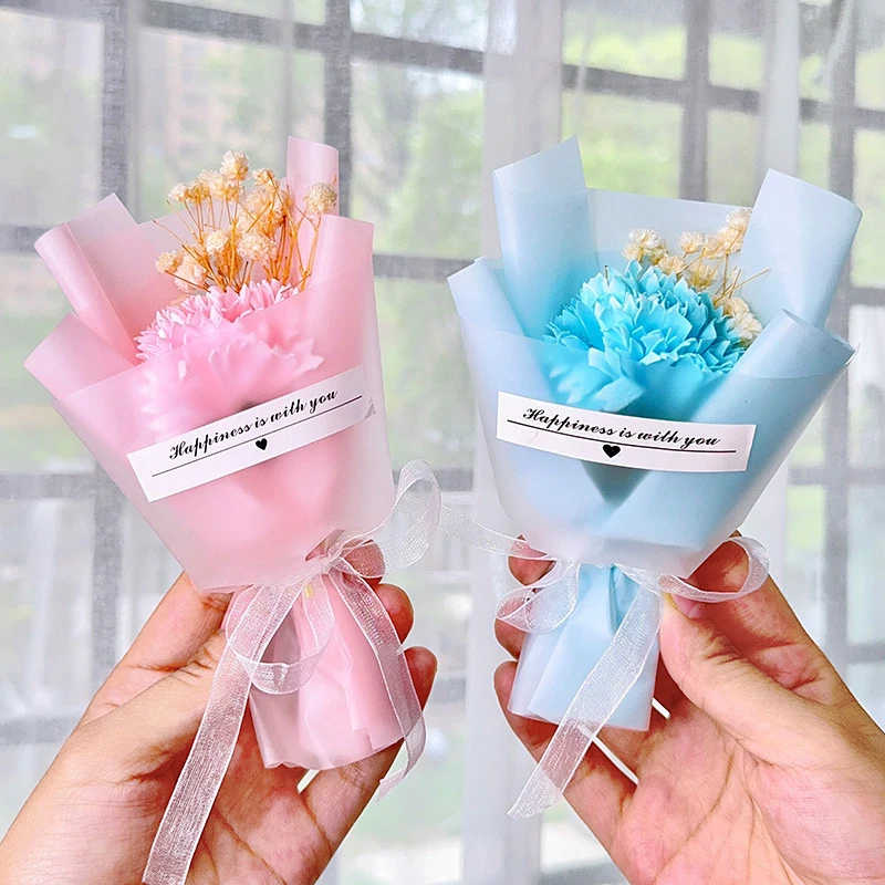 Mini piccolo Bouquet di fiori secchi garofano secco decorazione di fiori artificiali forniture per feste sapone di fiori decorazione di nozze regalo