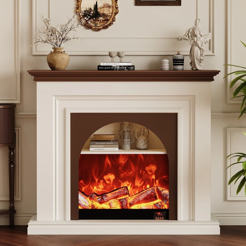 

French fireplace decorative cabinet, living room flame fire antique door cabinet, American shelf, facing the door