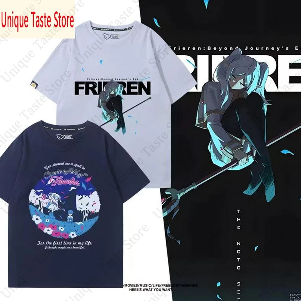 ‌Frieren Beyond Journeys End T Shirt Fashion Cartoon Print T-shirt Wmen Men Pure Cotton Comfortable Summer Short Sleeve Tee Tops