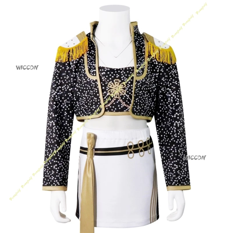 Kostiumy Cosplay KPop Demon Hunters Anime HUNTR/X Rumi Mira Zoey Peruki Czarna Sukienka Spódnica z Nadrukiem dla Dziewczyn na Scenę Boże Narodzenie Halloween