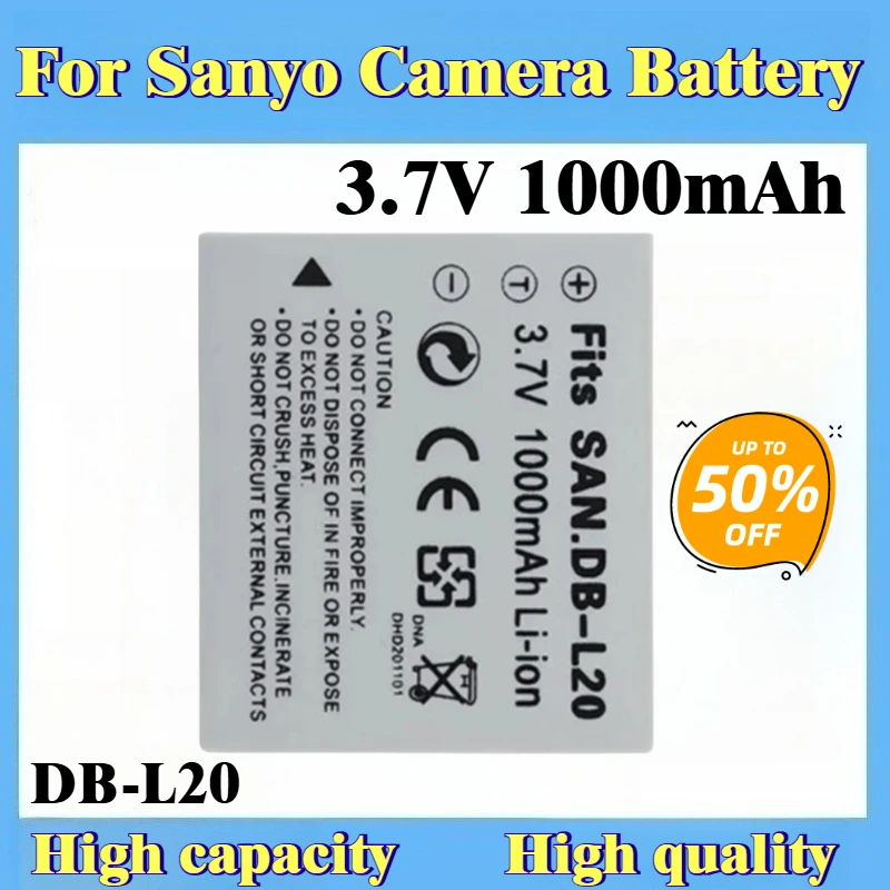 

Camera Battery 3.7V 1000mAh DB-L20 for Sanyo DMX-CA6 CA8 CA9 C40 E7 CG9 Pentax Optio A10 A20 A30 A40 Brand-New High Quality