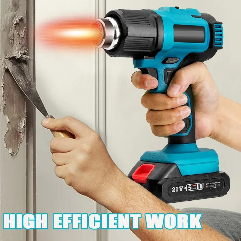 

21V Cordless Hot Air Gun with Nozzles Rechargeable Electric Heat Gun for Makita Batteries pin Perfect for DIY Crafts and Repairs