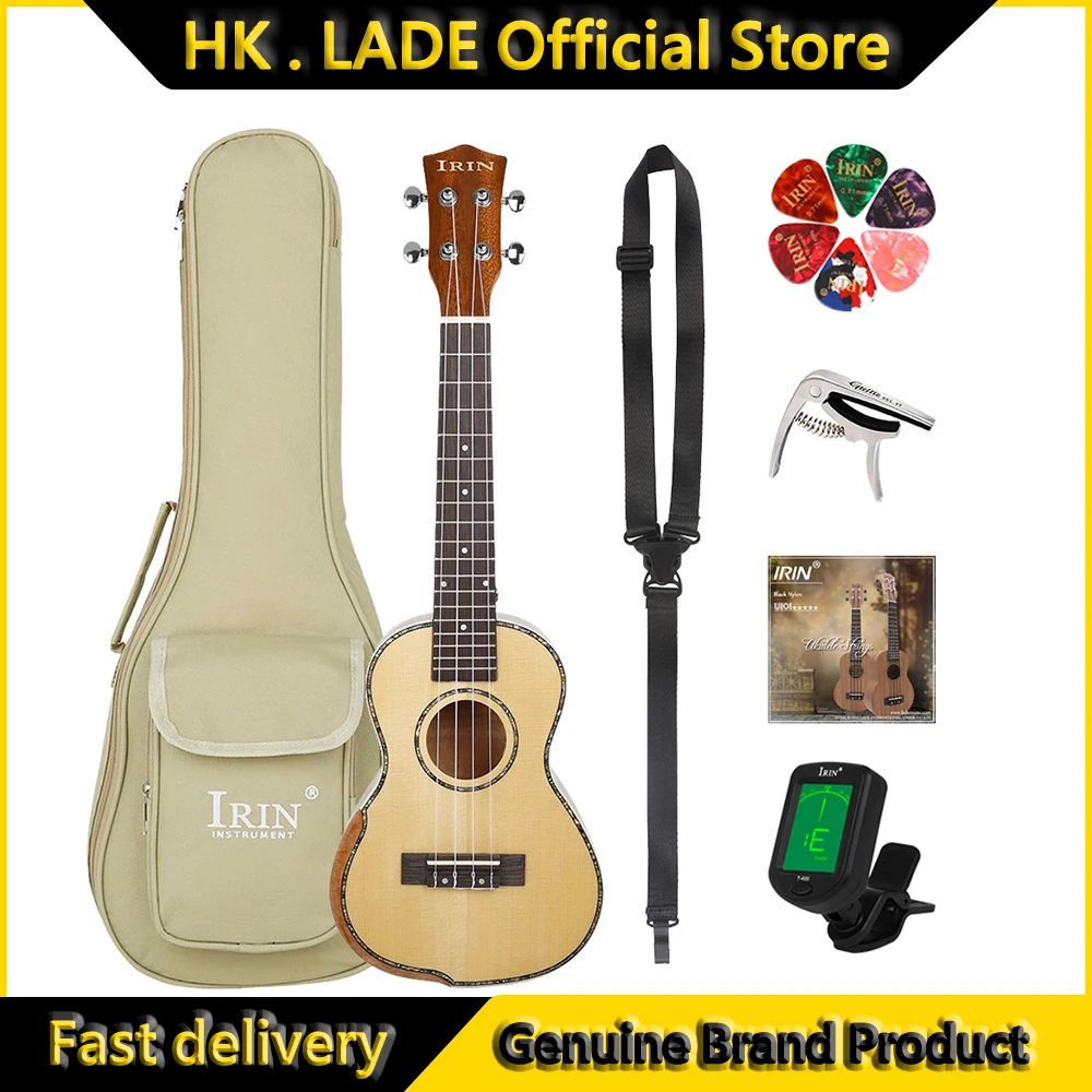 

IRIN 4-струнная 23-дюймовая гавайская гитара, еловая панель, гитара, укулеле со струнами, сумка, тюнер, детали и аксессуары для гитары