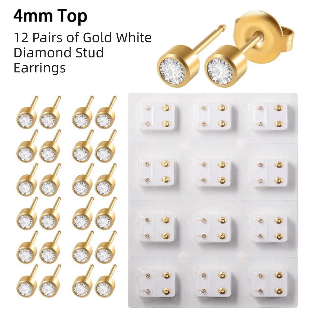 3mm/4mm TOP Ear Piercing Tool Kit Stainless Steel Rhinestone Inlay Rhinestone Stud Earrings Minimalist Stars Ear Piercing Tool