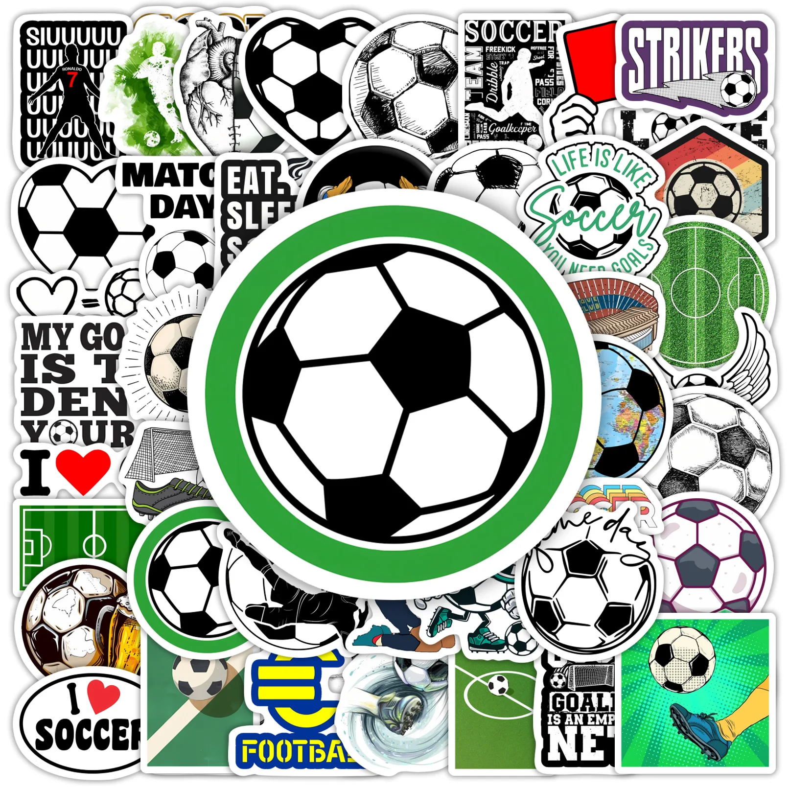 Coole Fußball-Sportaufkleber DIY Geschenk-Spielzeug Wasserfeste Vinyl-Aufkleber für Scrapbook Tagebuch Junk Journals Laptop Flaschen Dekoration