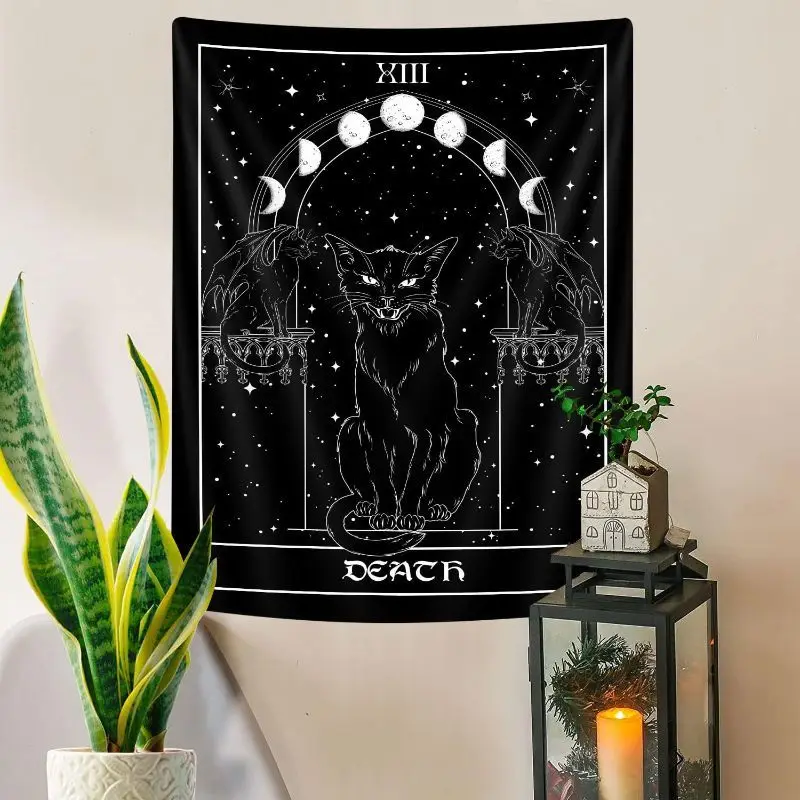 VIKAMA Mysterious Tarot Snake Sun Moon Flower Tapestry Bohemian Celestial Wall Hanging Bedroom Dormitory Home Decoration