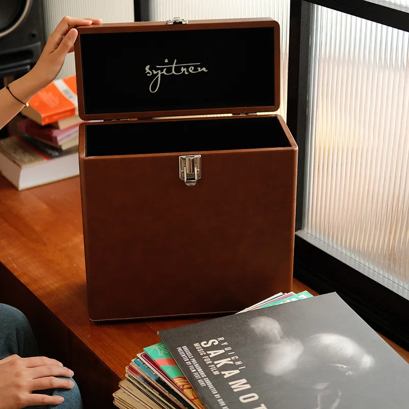 Vinyl Record Storage Box, Dustproof Portable Suitcase Holder for Albums, Aesthetic Home Decor Accent for Living Room
