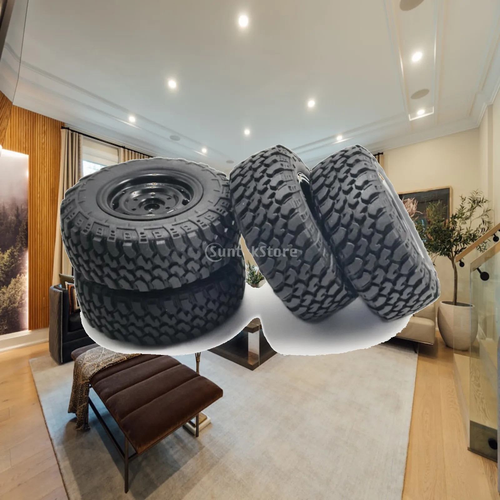 4 Pieces RC 4x4 Vehicle Tire Set Deep Pattern RC Tires Rough Terrain Tires
