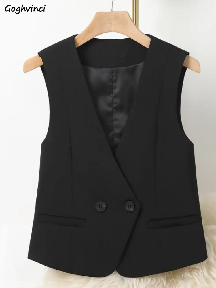 

Vests Women Vintage V-neck Office Ladies Aesthetic Simple Spring Elegant All-match Korean Style Cool Fashion Streetwear Casual
