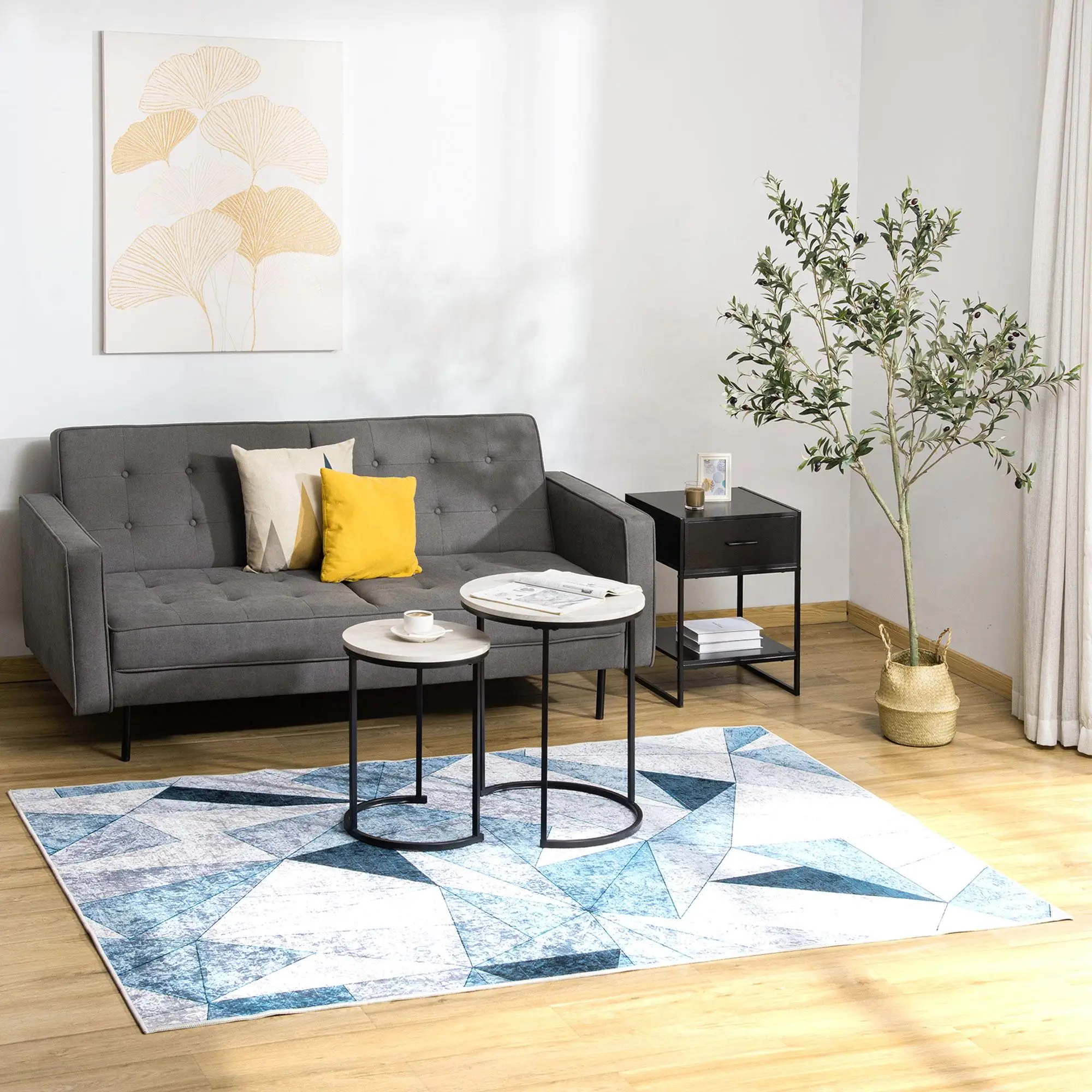 Tapis de sol géométriques modernes en polyester antidérapant 230x160 cm pour salon, chambre et cuisine, surface douce
