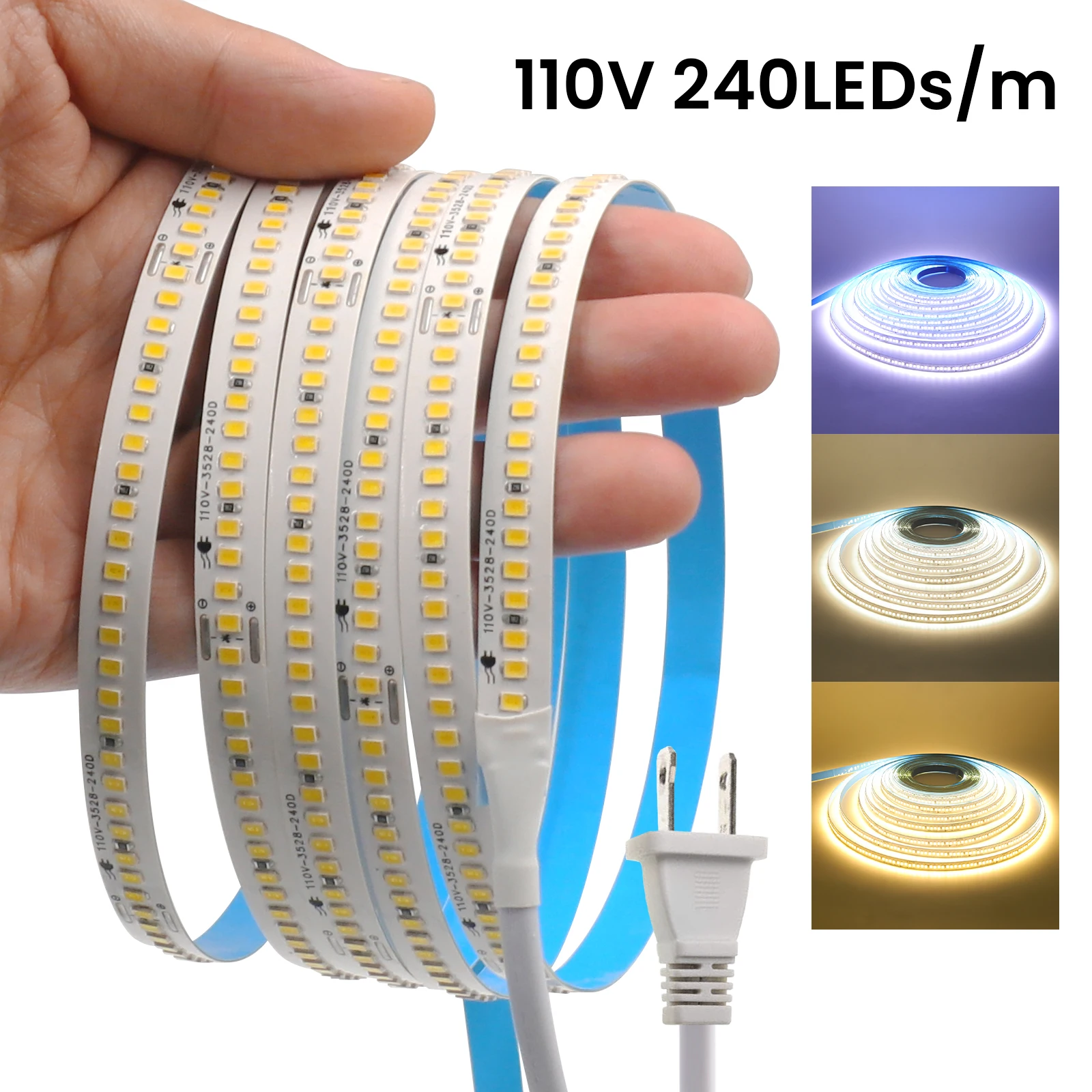 110V 220V LED Strip Light Built In Rectifier IC SMD2835 240Leds/m Flexible Ribbon Tape EU/US Plug 5m-20m Home Decor LED Lights
