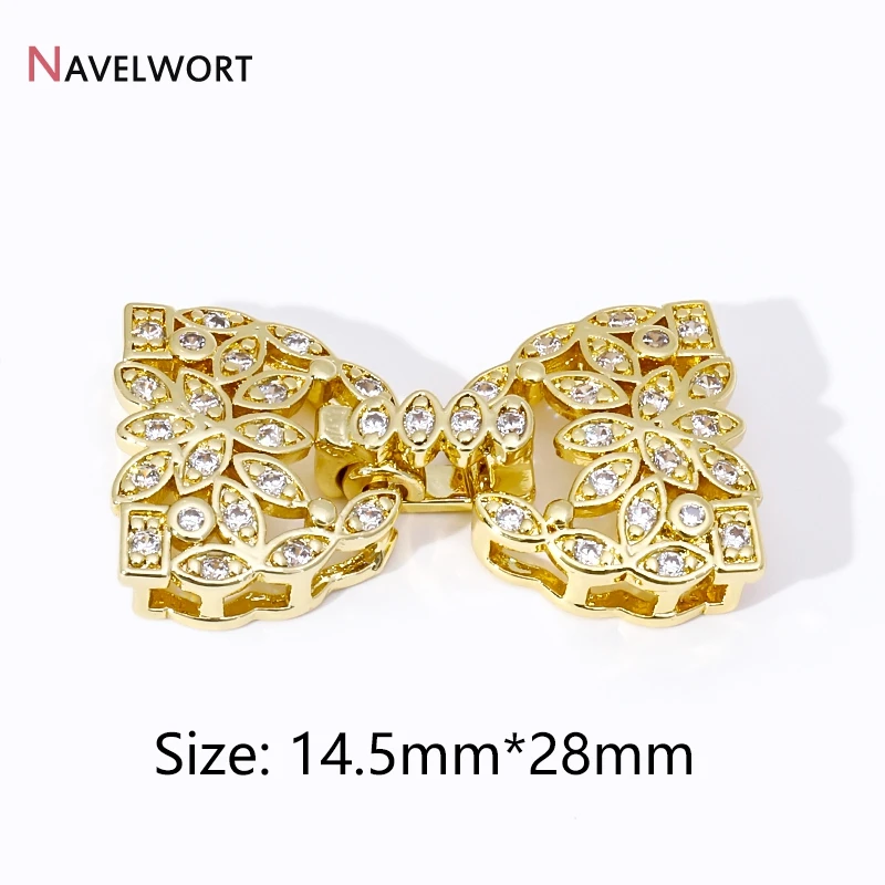 18K Gold Plated Jewelry Connector,Clasps For Bracelet,Inlaid Zircon Connector Fasteners Closure Lock Clasps,Supplies For Jewelry