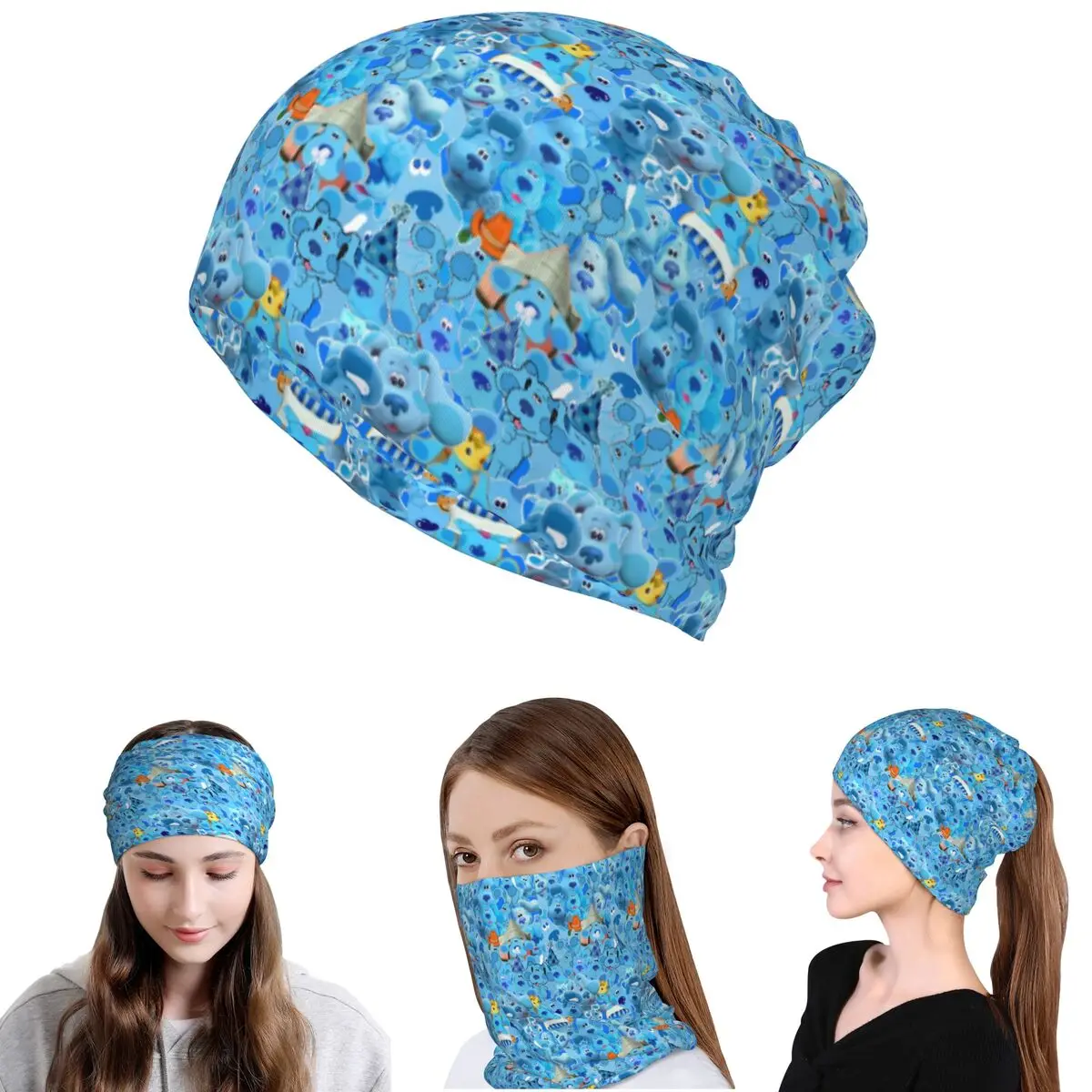 Blue's Clues Blue Dog Cartoon Bandana Cache-cou, écharpe magique, masque facial multifonction, bonnet, chapeau unisexe pour adulte, lavable