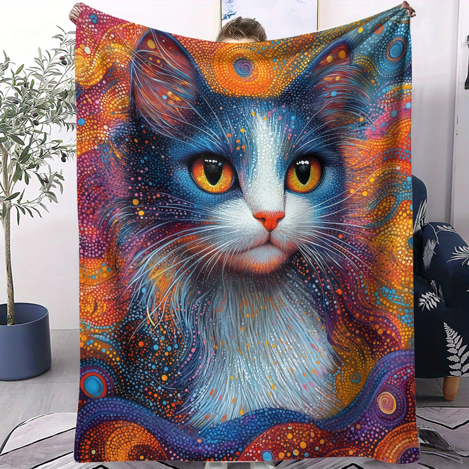 

Prints Of The Strange Cats Soft Fur for Boys and Girls, Autumn and Winter Bed, Sofa, Office, Camping Trip Gift