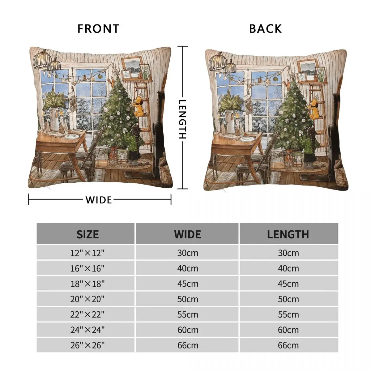 Forest Girl's Diary Merry Christmas Square Pillowcase Polyester Linen Velvet Pattern Zip Decor Pillow Case Car Cushion Case