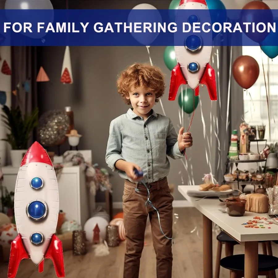 2 قطعة بالونات الصواريخ الكبيرة 33 بوصة الفضاء تحت عنوان زينة الحفلات 4D الألومنيوم احباط غالاكسي بالونات لعيد ميلاد الطفل دش Ast