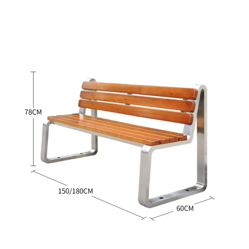 Outdoor Metal Garden Bench Backrest Stainless Steel Garden Seats Park Leisure Public Benches Outdoor Bench